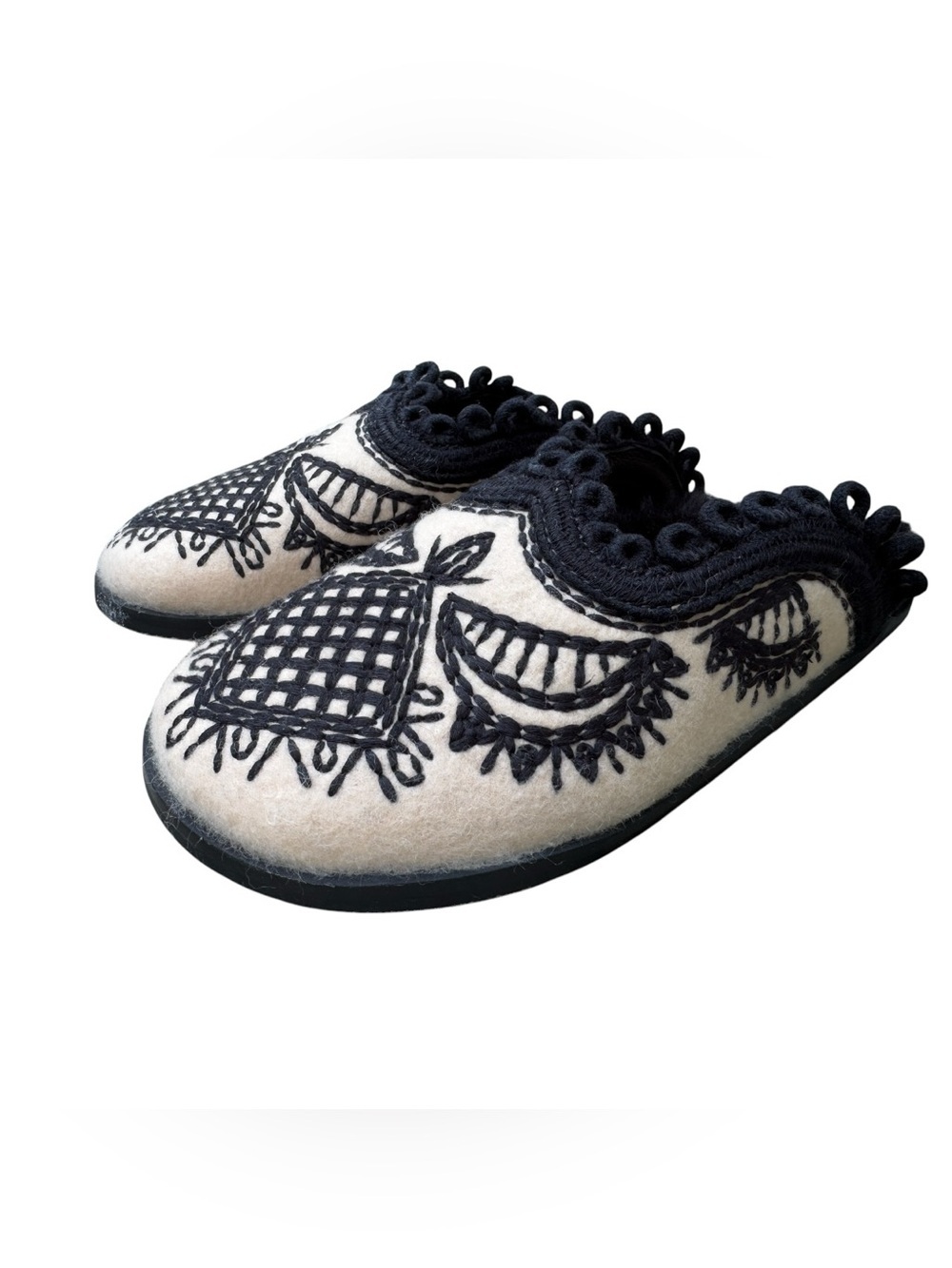 Free People Walden Embroidered Black & Cream Slip-On Clogs - 6 - Picture 2 of 7